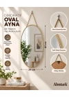 K. OVAL 40x24cm Dekoratif Duvar Aynası-Metal Çerçeveli Salon Mutfak Antre Banyo Aynası
