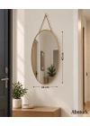 K. OVAL 40x24cm Dekoratif Duvar Aynası-Metal Çerçeveli Salon Mutfak Antre Banyo Aynası