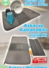 PM. Büyük Boy 36x60 cm Bulaşıklık Katlanabilir Matlı Mikrofiber Katlanır Bez Mat Tezgah Kurutma GRİ