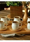 BAMBU TABAKLI DÜZ 6LI LÜX KAHVE FİNCAN TAKIMI