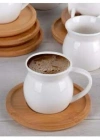 BAMBU TABAKLI DÜZ 6LI LÜX KAHVE FİNCAN TAKIMI