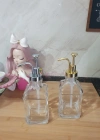 Damla 2 Li Kristal Cam, Yağlık ,Kahve Dağıtıcı Dispenser, Sabunluk,Losyon Gold / Gümüş 500 ml