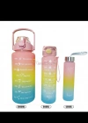 Motivasyonel 3lü Set Su Matarası Su Şişesi Suluk 2lt+900ml+500ml Tritan Spor Salonu Su Şişesi Suluk