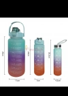 Motivasyonel 3lü Set Su Matarası Su Şişesi Suluk 2lt+900ml+500ml Tritan Spor Salonu Su Şişesi Suluk