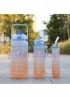 Motivasyonel 3lü Set Su Matarası Su Şişesi Suluk 2lt+900ml+500ml Tritan Spor Salonu Su Şişesi Suluk