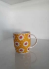 Sarı Çiçek Desen Porselen Kupa