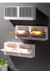 Yapışkanlı Çift bölmeli sabunluk,  sabunluk saklama kutusu