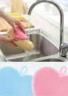 YENİ SİLİKON BULAŞIK YIKAMA ÇİFT TARAFLI SCRUBBER MUTFAK TEMİZLEME FIRÇASI PED ARACI
