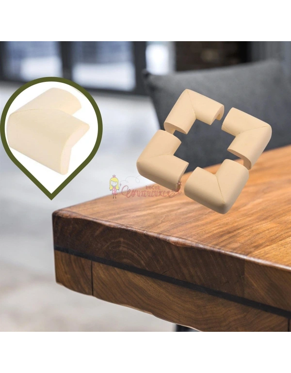 10lu Bebek Çocuk Güvenliği Emniyetli Cam Masa Ahşap Sehpa Krem Köşe Koruyucu Yastık Sünger