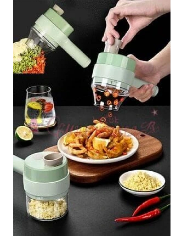 2 Hazneli Doğrayıcı Set Sebze Kesici Rondo Kablosuz Şarjlı Mutfak Robotu