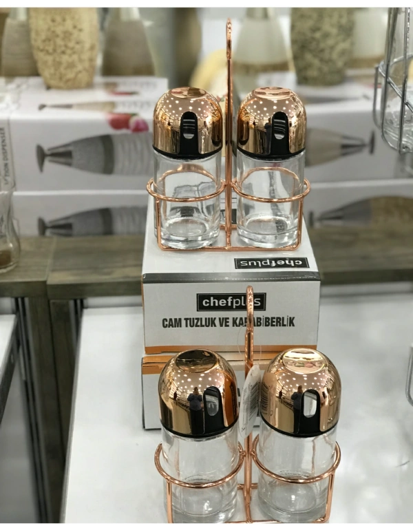 2Lİ STANDLI TUZLUK-BİBERLİK BRONZ (BAKIR )