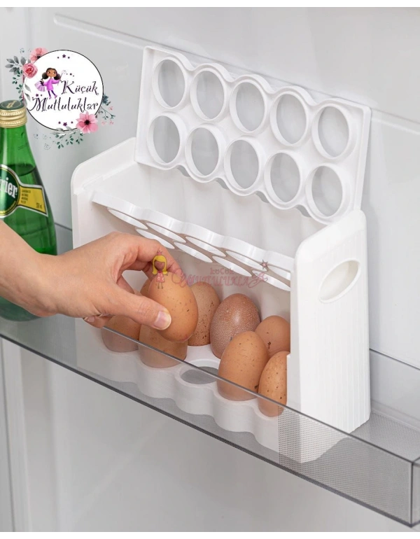 3 Katlı Döner 30 Bölmeli Yumurta Kutusu Organizer Yumurtalık