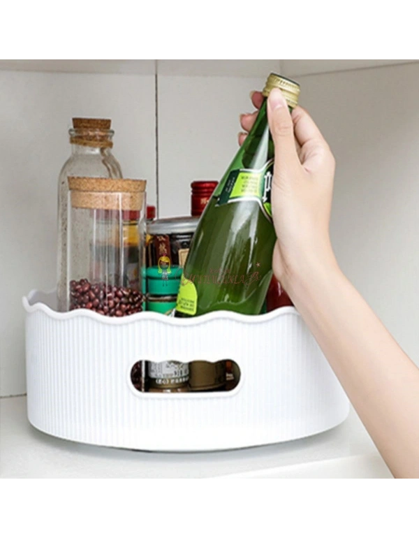 360 Derece Dönebilen Mekanizmalı Yuvarlak Tepsi Formlu Sunum ve Servis Organizer Tablası