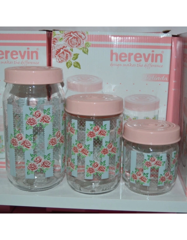 3LÜ KAVANOZ SET ÇİÇEK DESEN