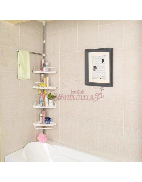 4 Katlı Yaylı Banyo Ve Mutfak Köşe Rafı Seti