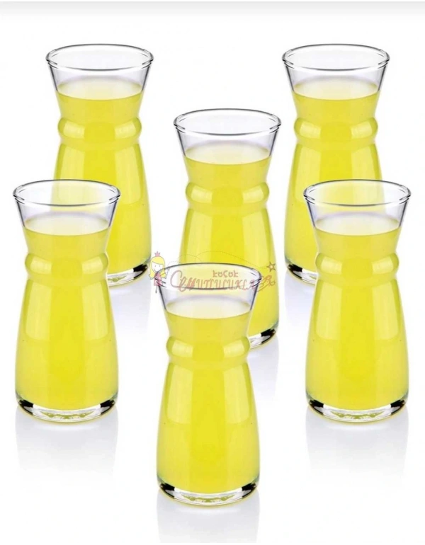 6 Adet Cam Lüx Limonata Sunum Karafı