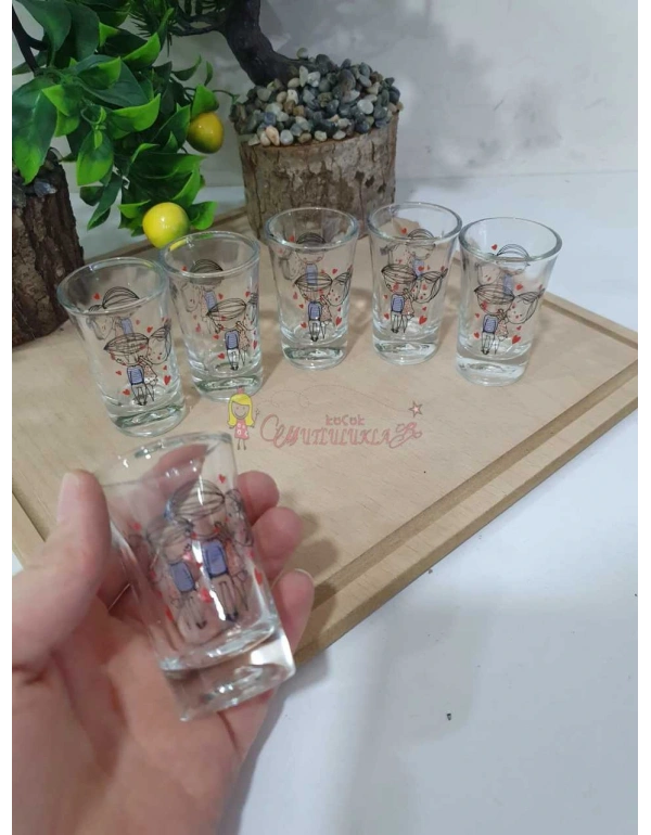 6LI DESENLİ KAHVE YANI BARDAK