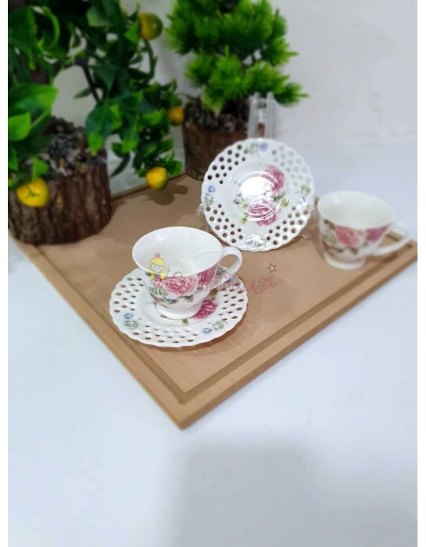 6LI FİNCAN TAKIMI GÜL DESENLİ