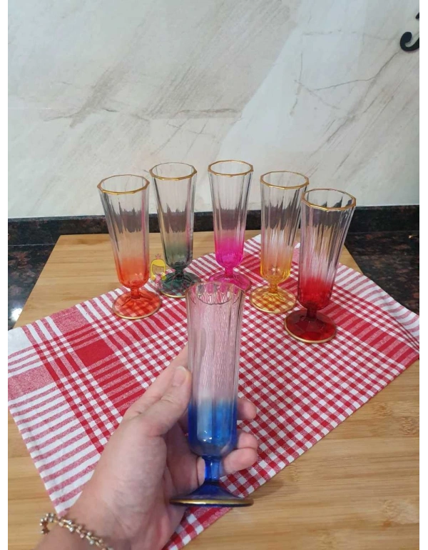 6 Renk Flüt Kahve Yanı Su Bardak