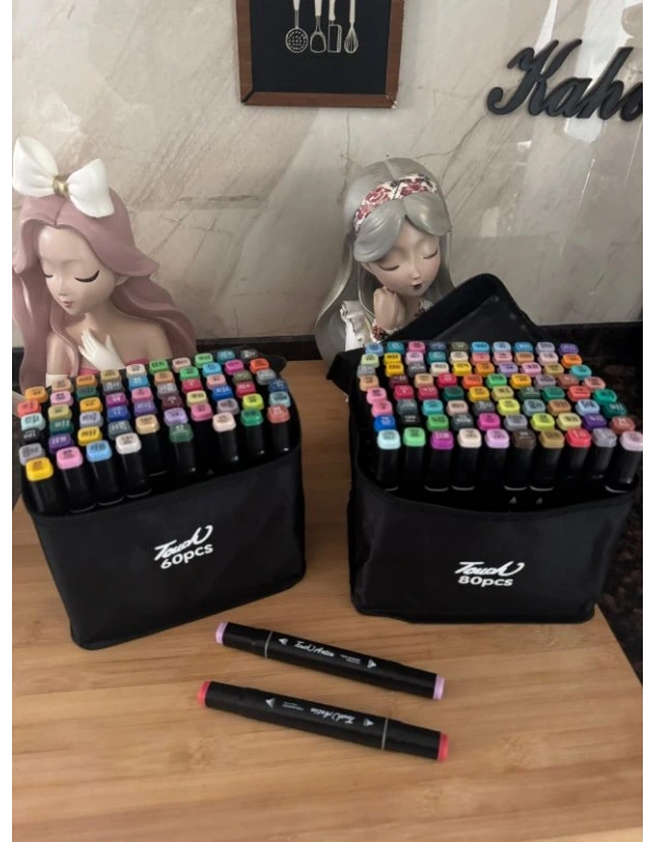 60 Lı Marker Kalem Çift Yönlü Keçeli Kalem