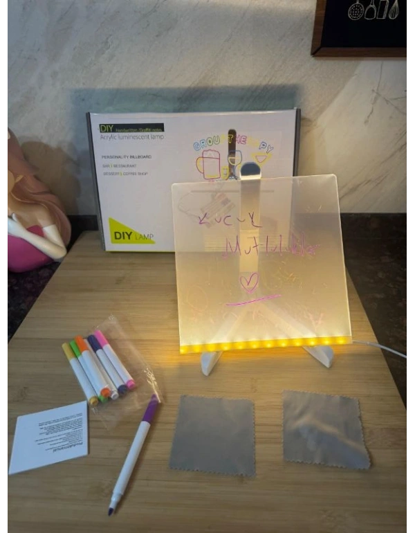 Dıy Led Dıjıtal Lamba Tablet Fosforlu Yazı Panosu 20 X 22 Cm