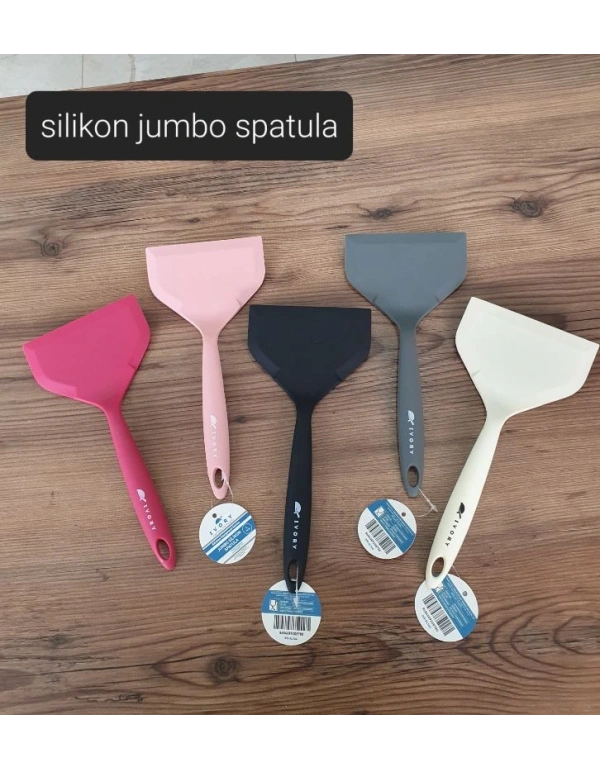 İvory Silikon Jumbo Geniş Ağızlı Spatula Krem