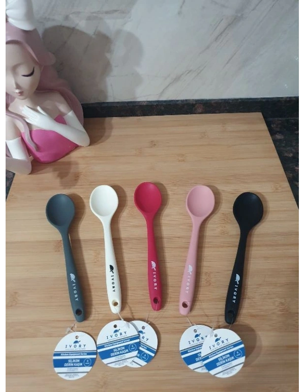 İvory Silikon Mini Kaşık Krem