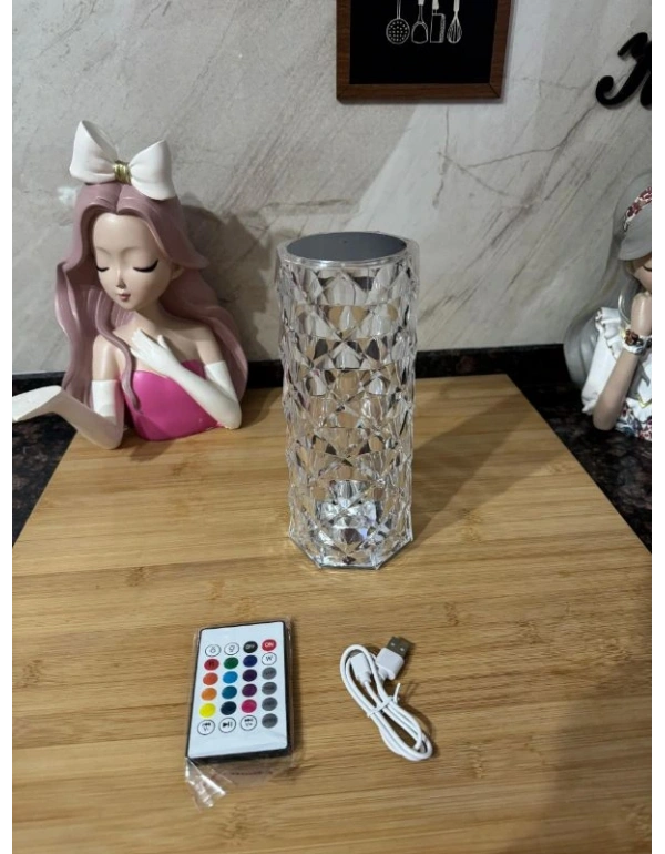 Rose Diamond Masa Lambası Kristal Silindir