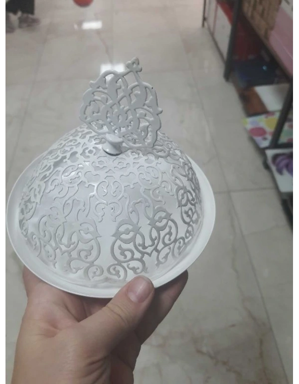 Metal Şekerlik Beyaz Yuvarlak