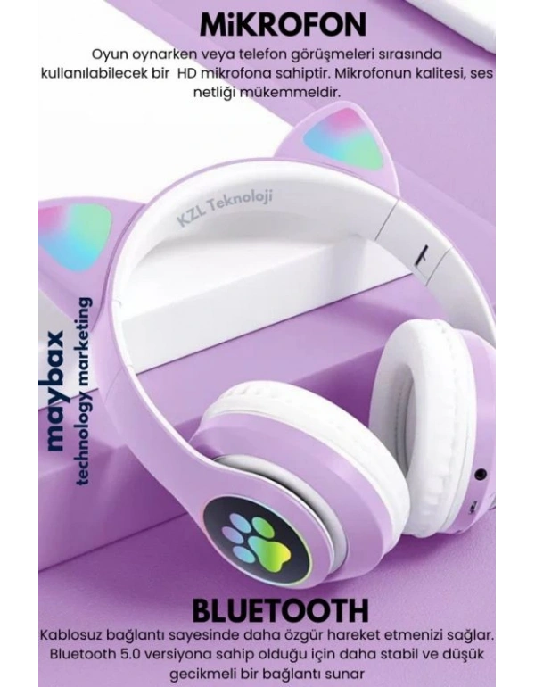 Kedili Kulaklık Mor