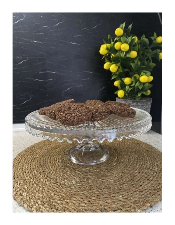 Ayaklı Yuvarlak Cam Sunumluk