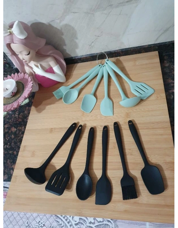 İvory Mini 6Lı Kepçeli Servis Seti Siyah