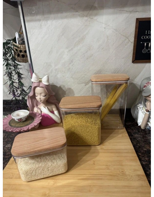 3Lü Bambu Saklama Kabı