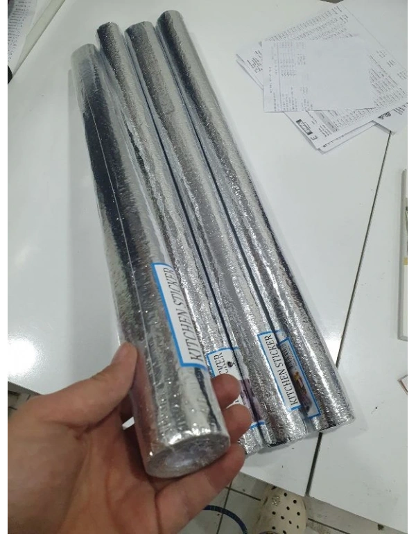 Gümüş Yapışkanlı Silinebilir Mutfak Tezgah Folyosu 2M X 60Cm