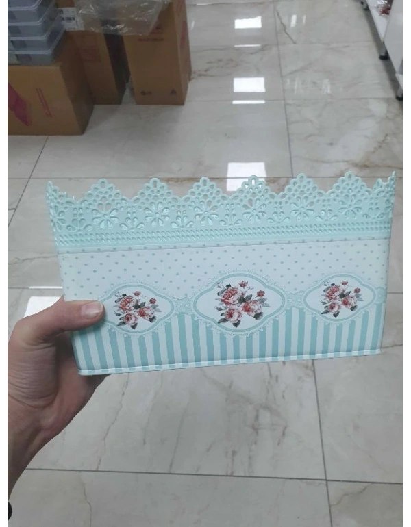 Çiçekli Saksı Beyaz Dikdörtgen Küçük