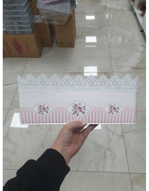 Çiçekli Saksı Beyaz Dikdörtgen Büyük