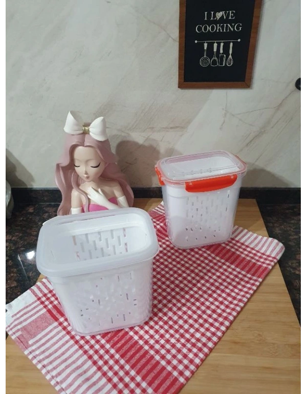 Kapaklı Süzgeçli Turşu Zeytin Kabı 2 Lt