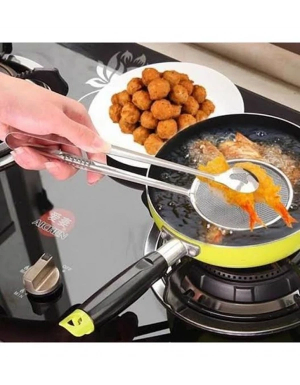 Süzgeçli Maşalı Yağ Kevgiri Süzekli Maşa