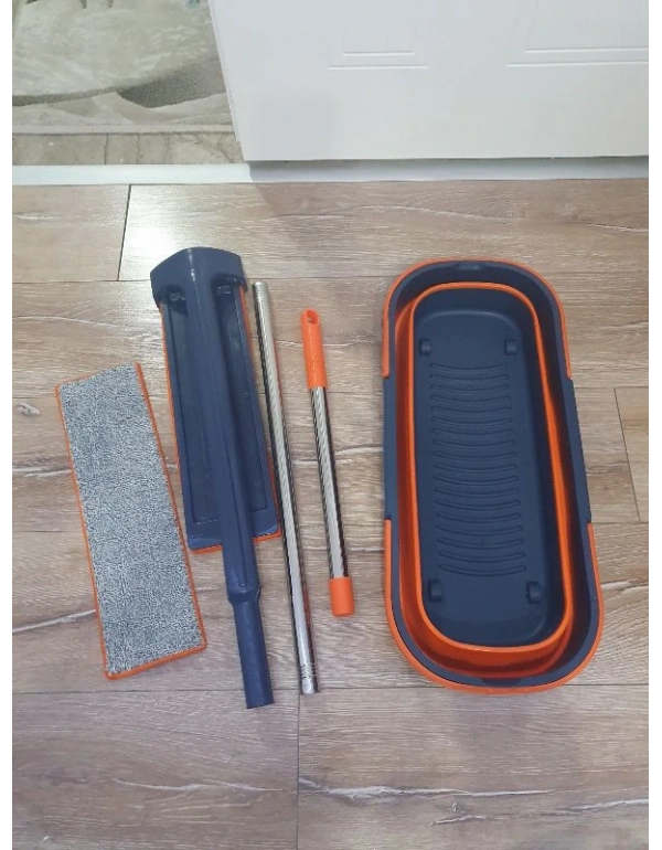 Kendinden Sıkmalı Kova Mop Takım Turuncu Set