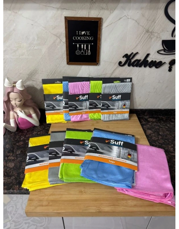 Suff Mikrofiber Lale Tulpe Cam Ayna Bezi Karışık Karma Renk 40X40