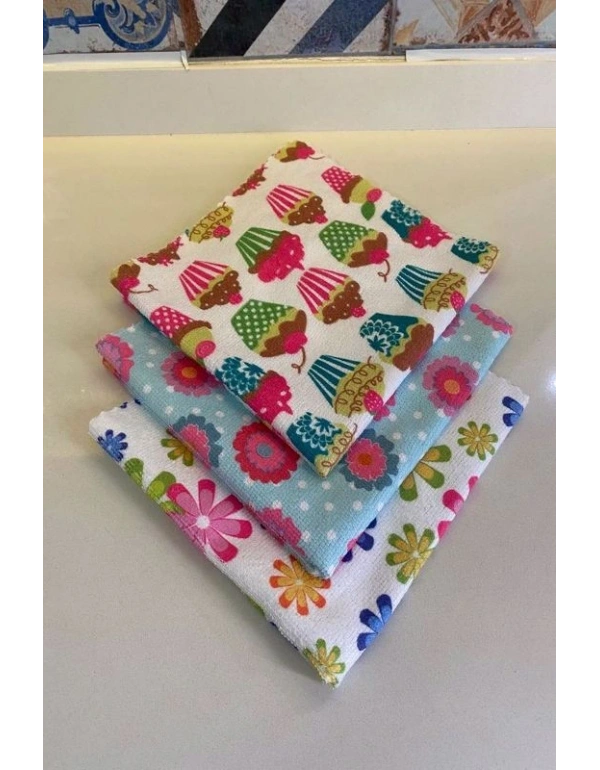 3Lü Desenli Mikrofiber Bez