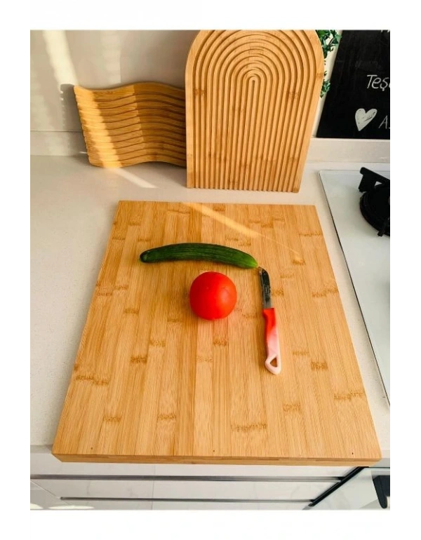 Tezgah Üstü Bambu Kesim Sunum Tahtası Büyük 53X45 Cm