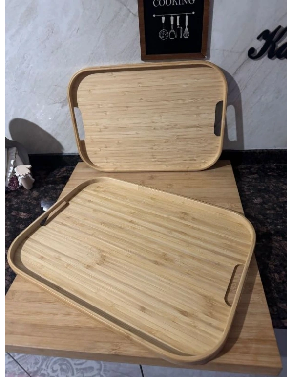 2Li Bambu Tepsi 40X28 - 33X22  Cm