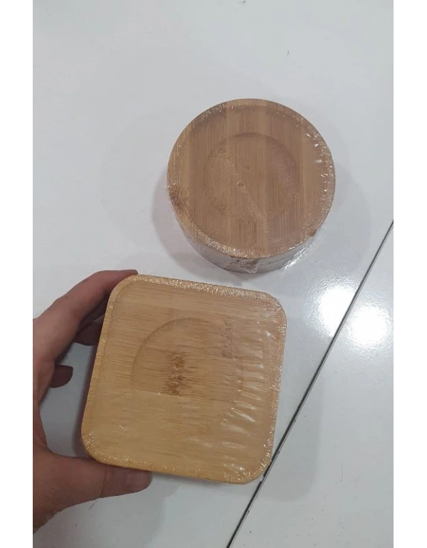 6Lı Bambu Çay Tabağı Kare