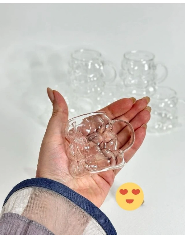 Mini Üzüm Bardak 6Lı Kulplu Kahve Yanı Bardak