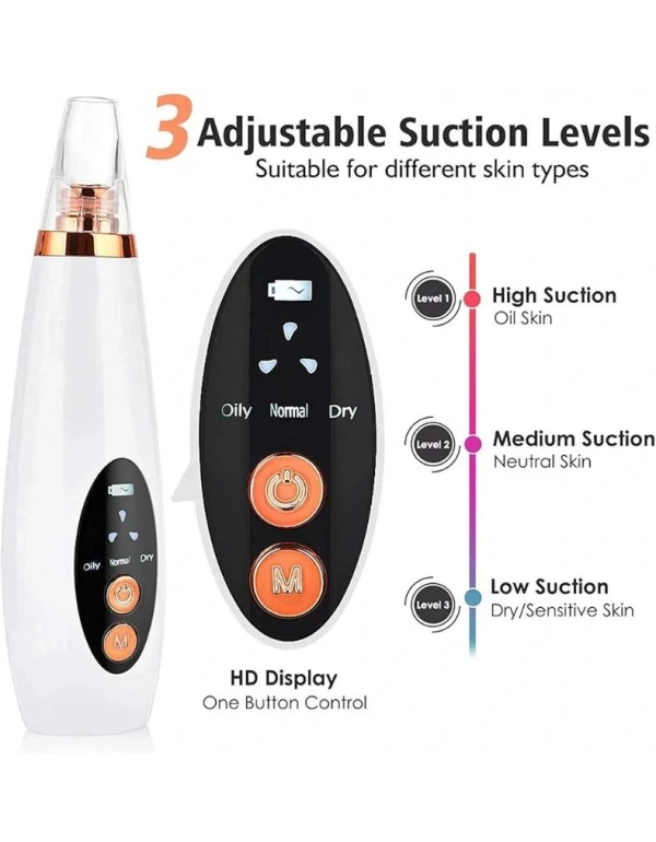 Sarjlı Vakumlu Siyah Nokta Temizleme Cihazı Akne Cilt Yüz Temizleme Cihazı 3 Modlu Şarjlı 6 Başlıklı