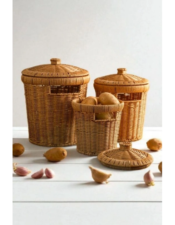 3 Lü Hasir Patates Soğanlik Yuvarlak