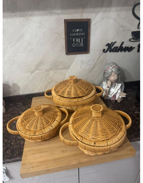 3 Lü Hasir Sunum Tencere Set