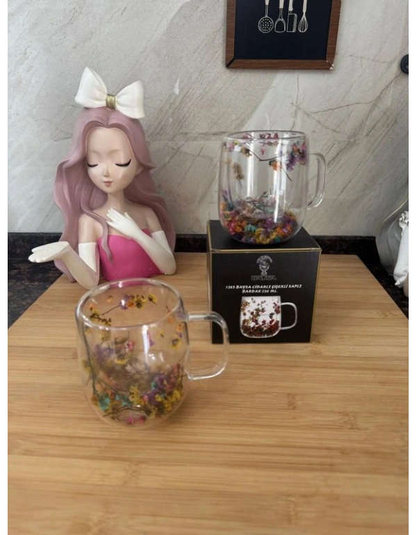 Cidarlı Çiçekli Saplı Bardak 250 Ml