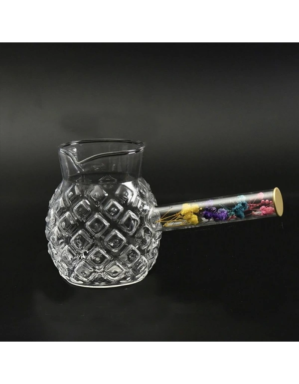 Borosilikat Çiçek Saplı Cam Cezve